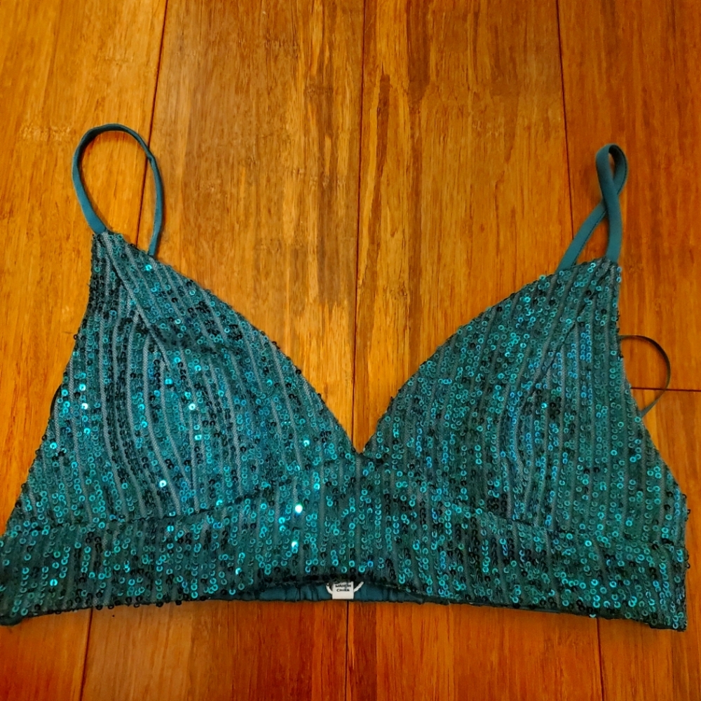 Sequin bra top - emerald green